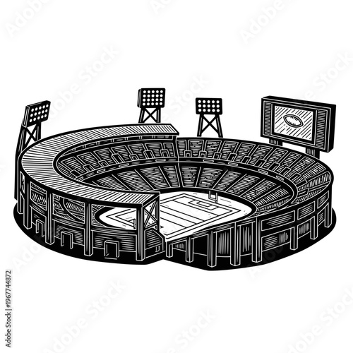 Vector Pinocut An architectural illustration of a stadium.