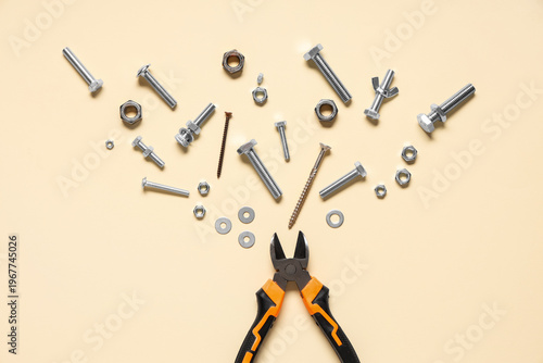 Tap bolts, screws and plier...