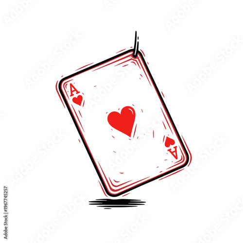Vector Pinocut Ace of Hearts card hanging