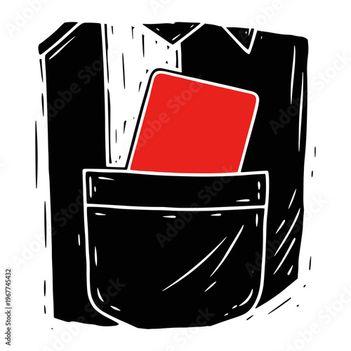 Vector Pinocut A striking illustration of a shirt pocket with a red card.