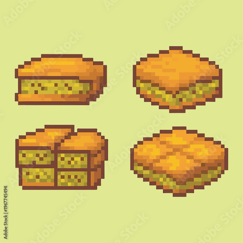 egg martabak pixel art, eps 10 illustration