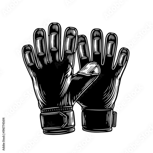 Vector Pinocut Pair of professional goalkeeper gloves illustration.