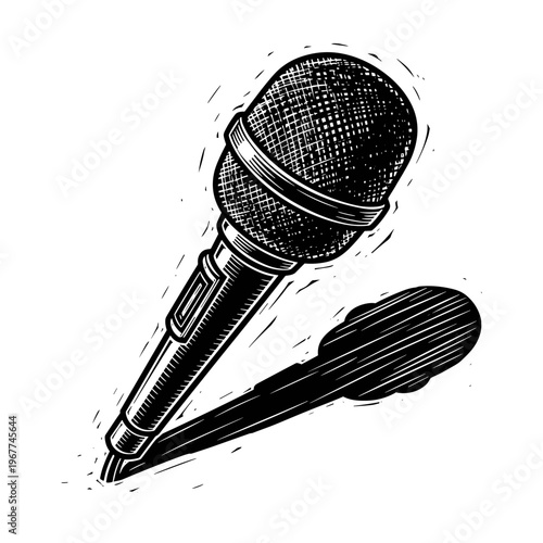 Vector Pinocut A detailed illustration of a microphone with its shadow.