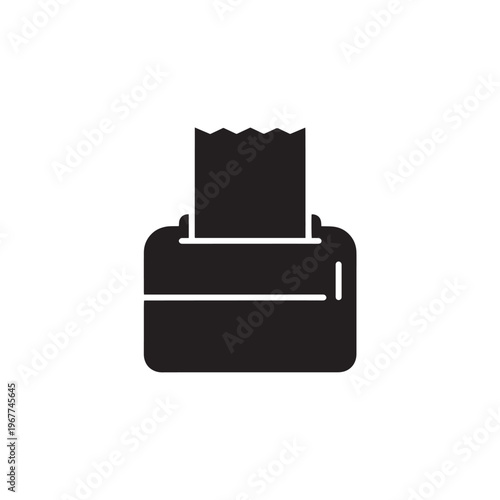 Receipt Printer Icon Flat Black Silhouette Minimal Logo White