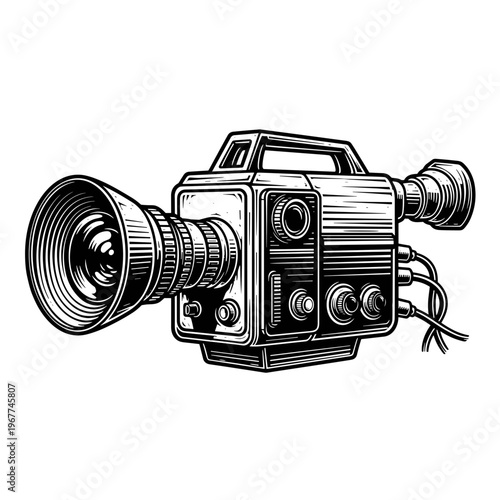 Vector Pinocut A detailed illustration of a vintage video camera.