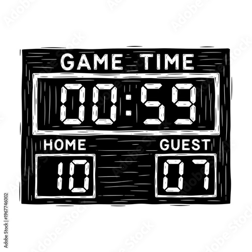 Vector Pinocut Game Time Scoreboard Displaying a Close Score 