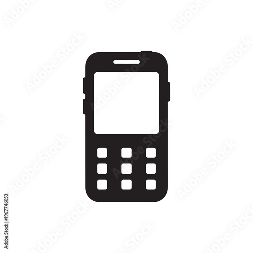 Mobile Phone Keypad Icon Flat Black Silhouette Minimal Logo
