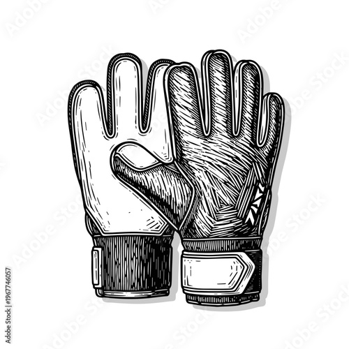 Vector Pinocut Pair of detailed goalkeeper gloves illustration.