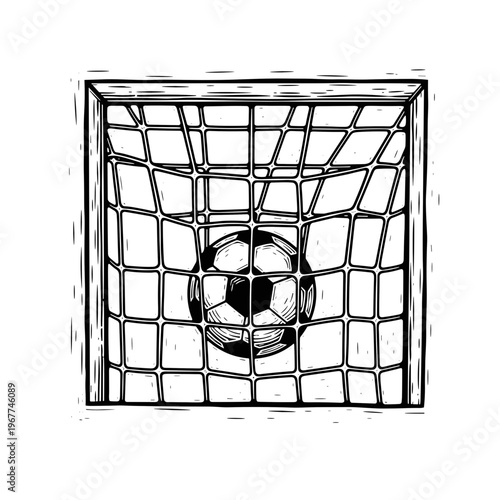 Vector Pinocut The soccer ball perfectly in the goal net.
