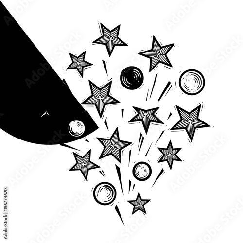 Vector Pinocut A whimsical illustration depicts a fish consuming celestial elements.