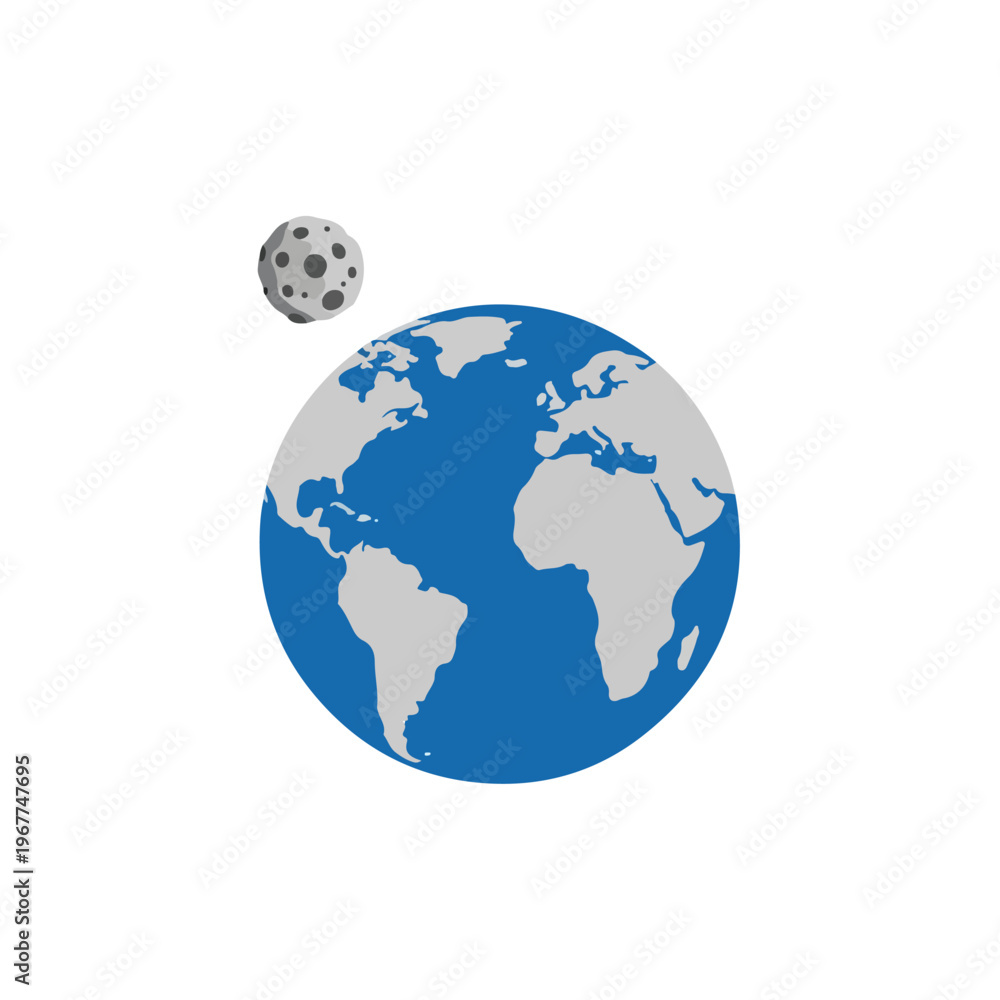 Obraz premium Earth and Moon Illustration on White Background