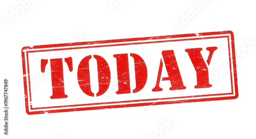 Red rubber stamp with the word today isolated on transparent background