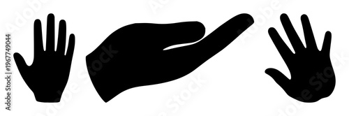 Haptic feedback hand icon set with solid black icon on white background featuring gesture, touch, interaction with iconography and user interface