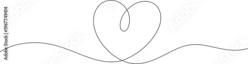 Heart line art icon in continuous minimal style representing love, romance and elegant modern vector illustration design