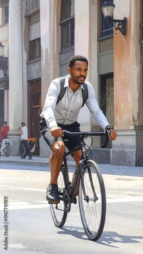 morning bicycle in city