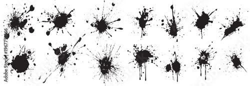 Brush Stroke Paint Boxes Set grunge splatter, dirt stain, brush with drops blots 