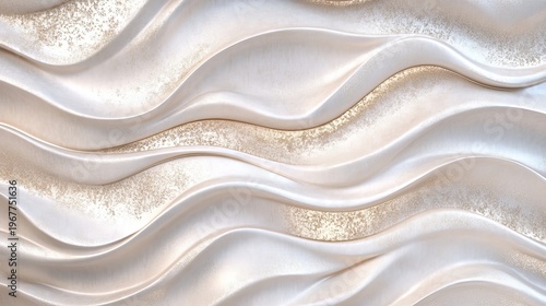 Seamless wavy white and gold texture with subtle pearl hints for elegant backgrounds