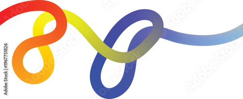 Gradient Abstract Line Shape. Vector Rainbow Isolated Color Lines Set. Wave Shape Lines with Gradient. Vector Swirl Rainbow Ribbon Pattern. Doodle Color 