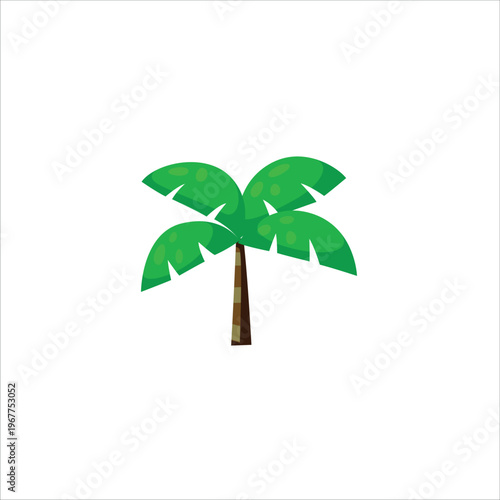 Minimalist Green Palm Tree Icon Illustration on White Background, Tropical Nature Symbol