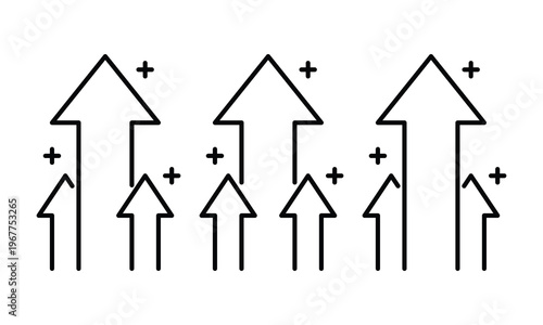 Black Line Arrow Plus Growth Progression Icons