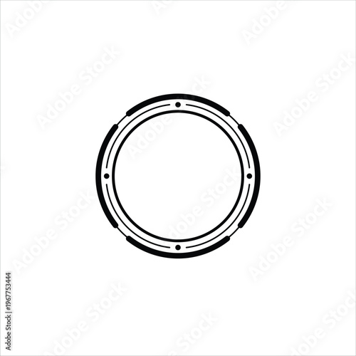 Futuristic Circular Tech Frame HUD Interface Element Minimal Vector Design