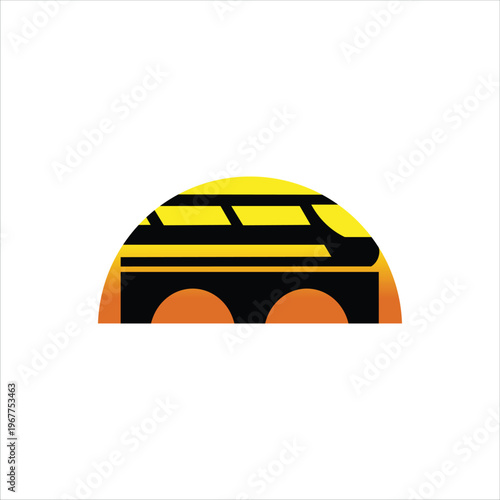Abstract Construction Truck Icon in Half Circle Shape – Flat Minimal Vector Illustration