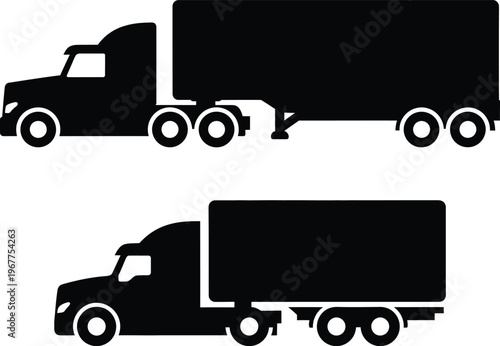 Classic semi-trailer trucks for freight and cargo transportation with semi truck with heavy duty with big rig