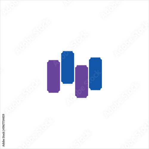 Abstract Minimal Bar Chart Icon in Blue and Purple on Light Background
