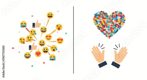 Social Media Emojis Explosion & Heart Applause