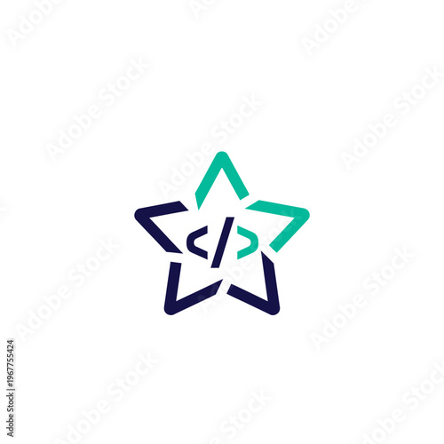 A stylized star logo with letters.