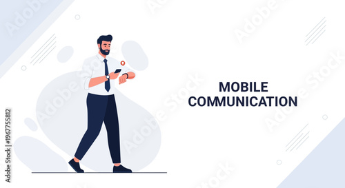 Man Using Smartphone and Smartwatch for Mobile Communication