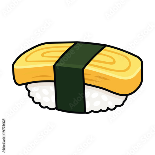 Tamago Sushi Icon Flat Style