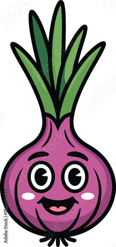 Cartoon onion vector on white background.