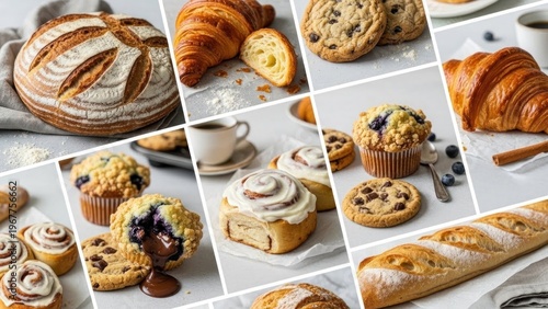 A collage of 10 images showcasing various types of sweet and savory baked goods