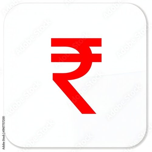 Red Flat Indian Rupee Money Symbol Icon Isolated on White Background