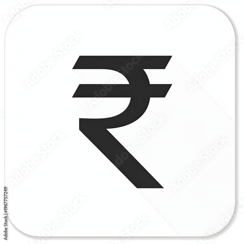 Black Indian Rupee Symbol Icon Isolated on White Background
