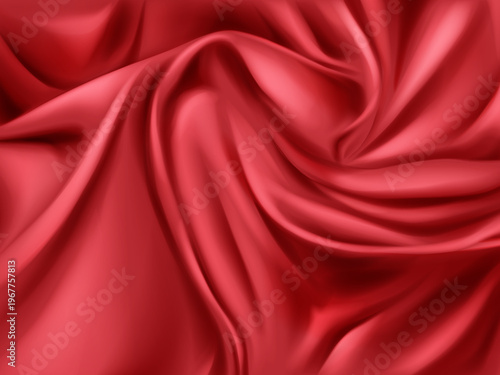 abstract red velvet fabric background with soft wave texture luxury cloth folds elegant textile backdrop rich smooth surface