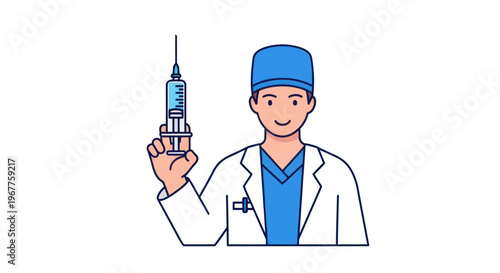 Doctor Holding Syringe - Healthcare Professional with Medical Injection