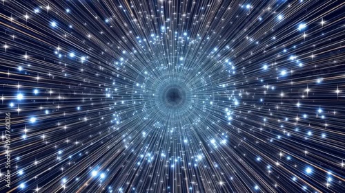 Abstract Space Tunnel Starfield Light Streak Warp Speed Hyperspace Blue Star Streaks Fast Motion