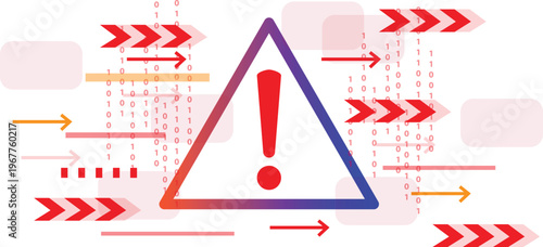 Graphic illustration illustrating privacy warnings and data threat notifications from the security management system.