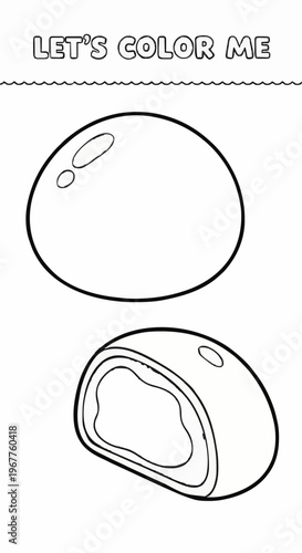 A single colouring page featuring mochi desserts 