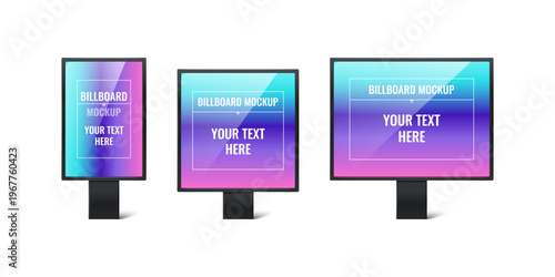 Professional billboard advertising light box mockup set for outdoor marketing campaigns featuring illuminated display panels for branding promotion and realistic urban presentation design templates