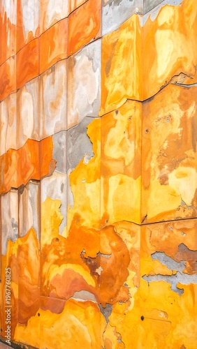 Rusty Metal Wall with Peeling Paint.