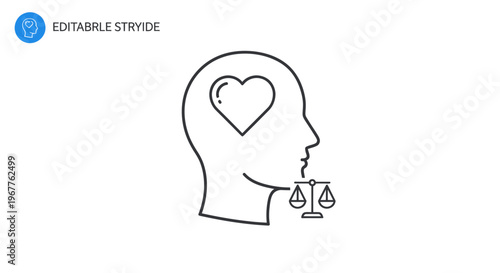 Heart Brain Balance Icon: Love, Reason, Decision Making, Ethics, Psychology, Life Balance