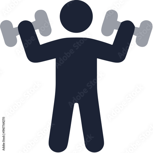 Simple Flat Design Man with Dumbbells Exercise Bodybuilding Graphic Icon