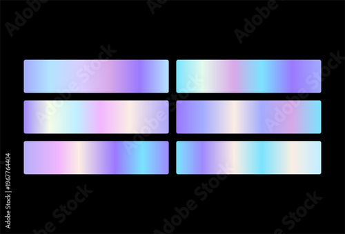Iridescent gradient swatch collection. Holographic foil colors