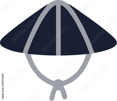 Simple Flat Style Asian Conical Hat Farm Traditional Headwear Illustration