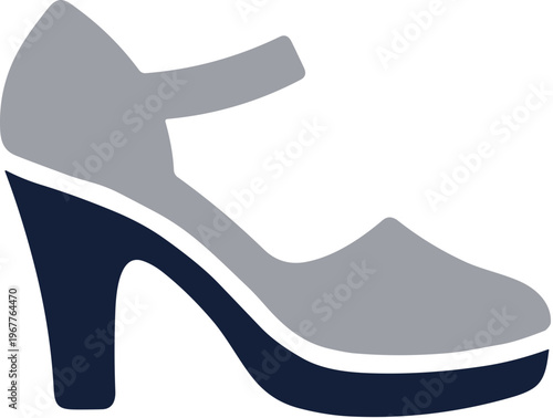 Flat Style Woman Shoe Sandal Heel Fashionable Footwear Icon Illustration