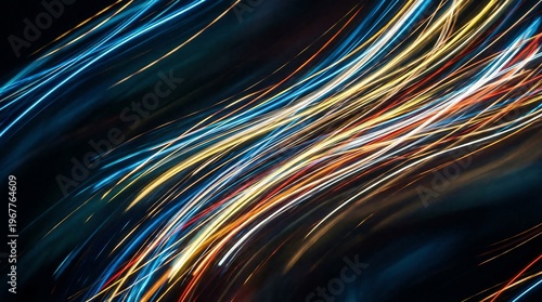 Abstract dynamic light streaks background with colorful motion lines speed effect glowing neon trails futuristic energy design digital art