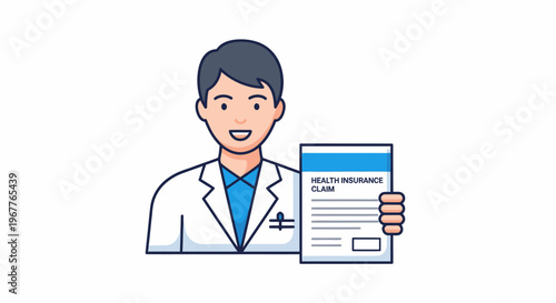 Doctor Holding Health Insurance Claim Form - Medical Service Concept